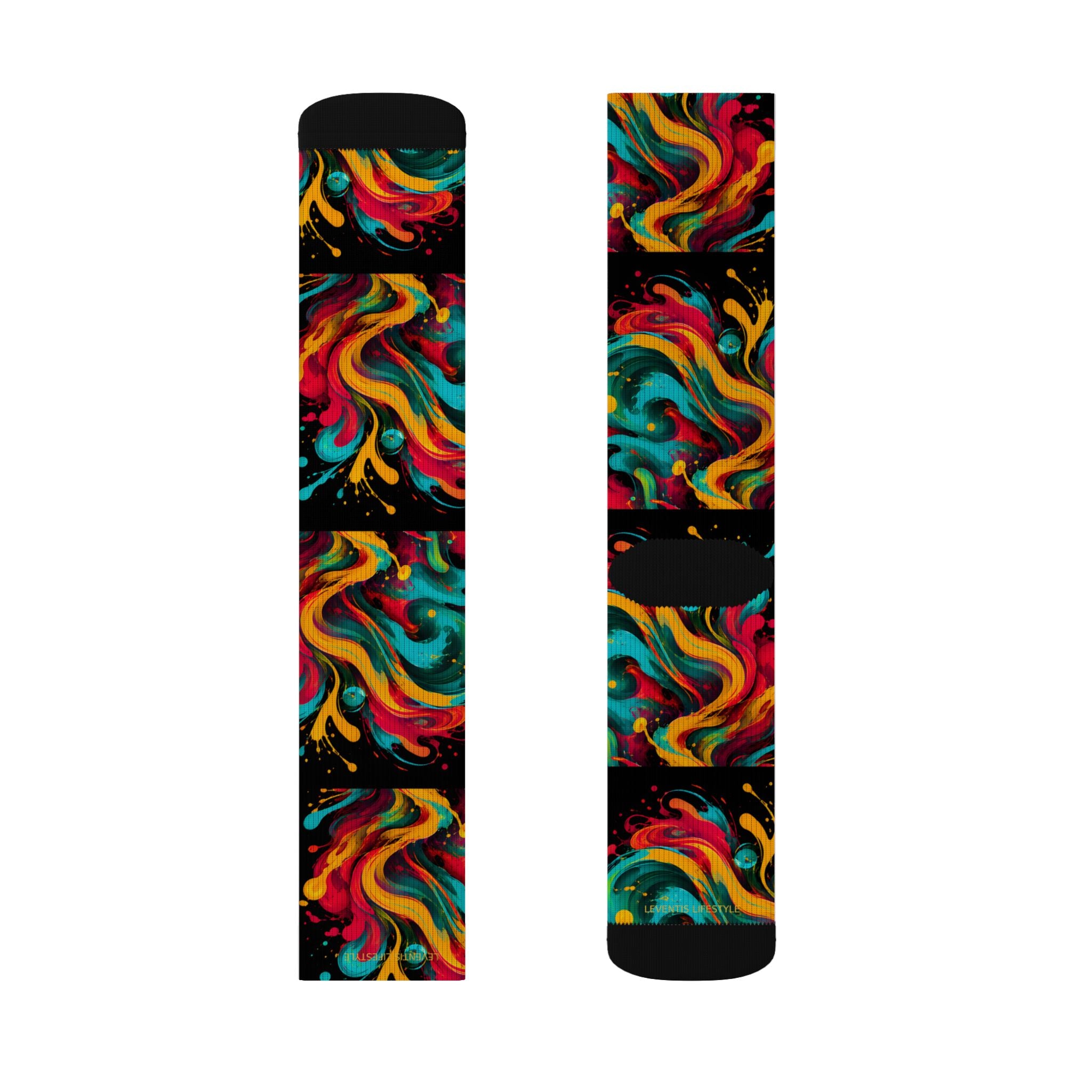Abstract Color Swirl Sublimation Socks — Vibrant Psychedelic Crew Socks