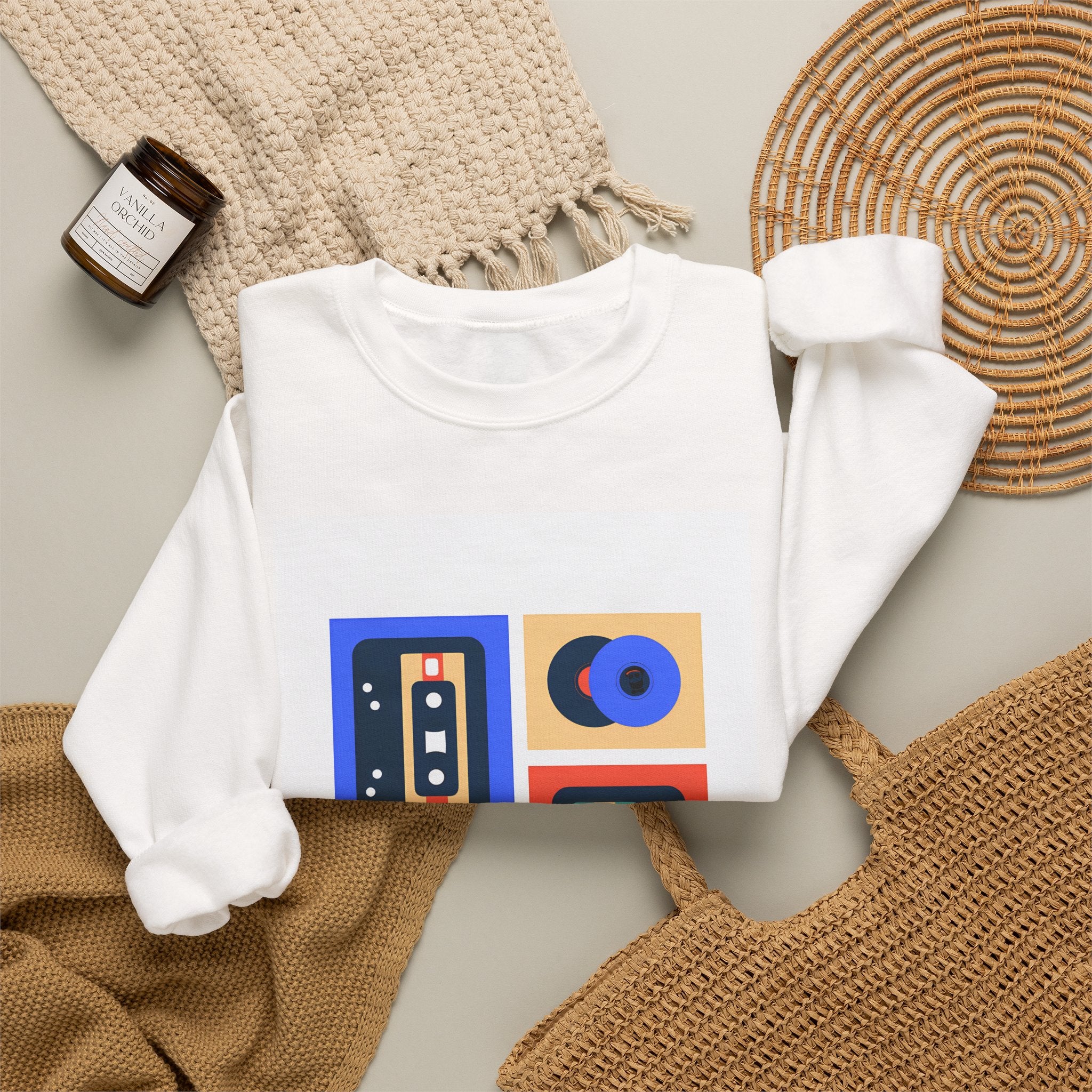 Retro Cassette Crewneck Sweatshirt — "Ariwo Ko Ni Music" Graphic