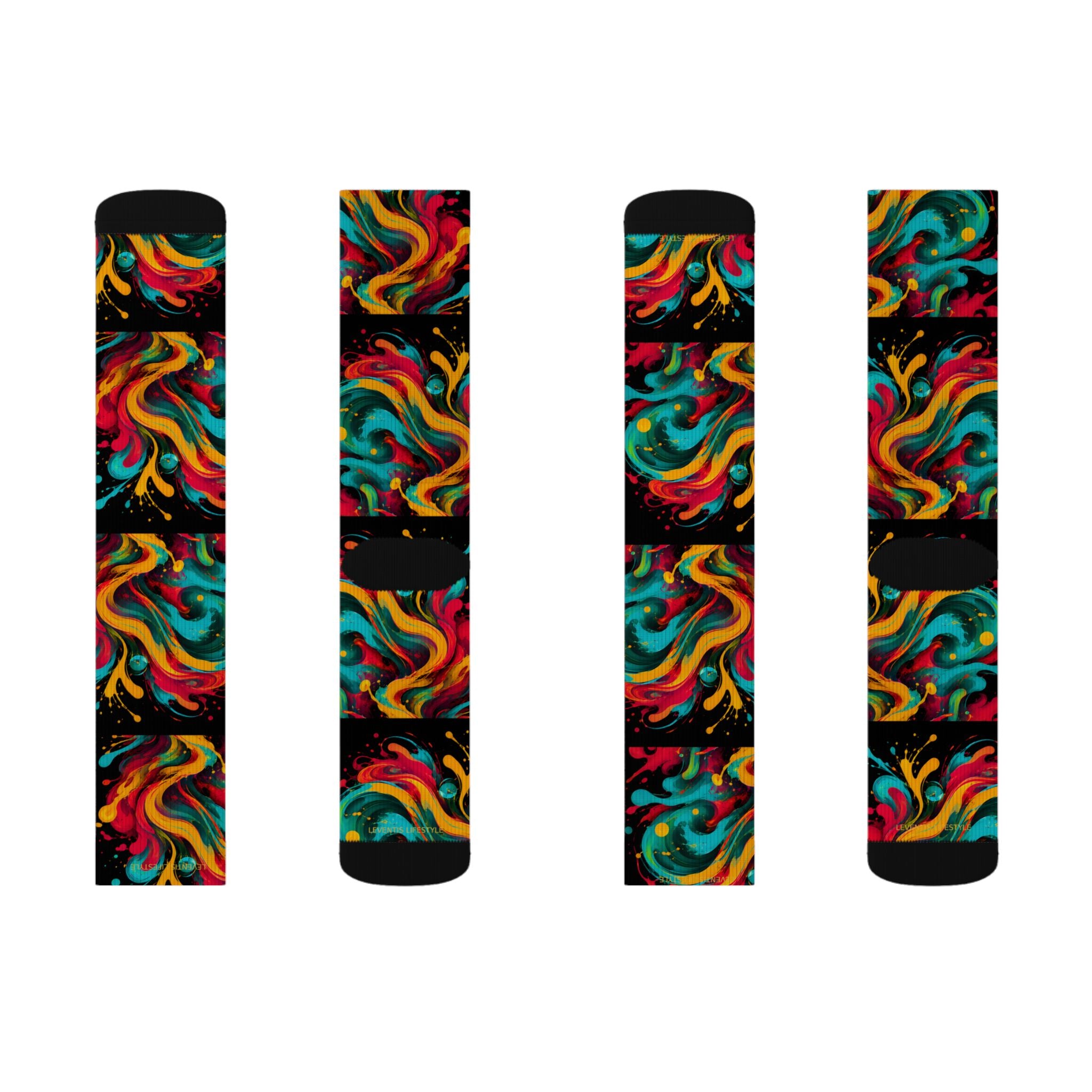 Abstract Color Swirl Sublimation Socks — Vibrant Psychedelic Crew Socks