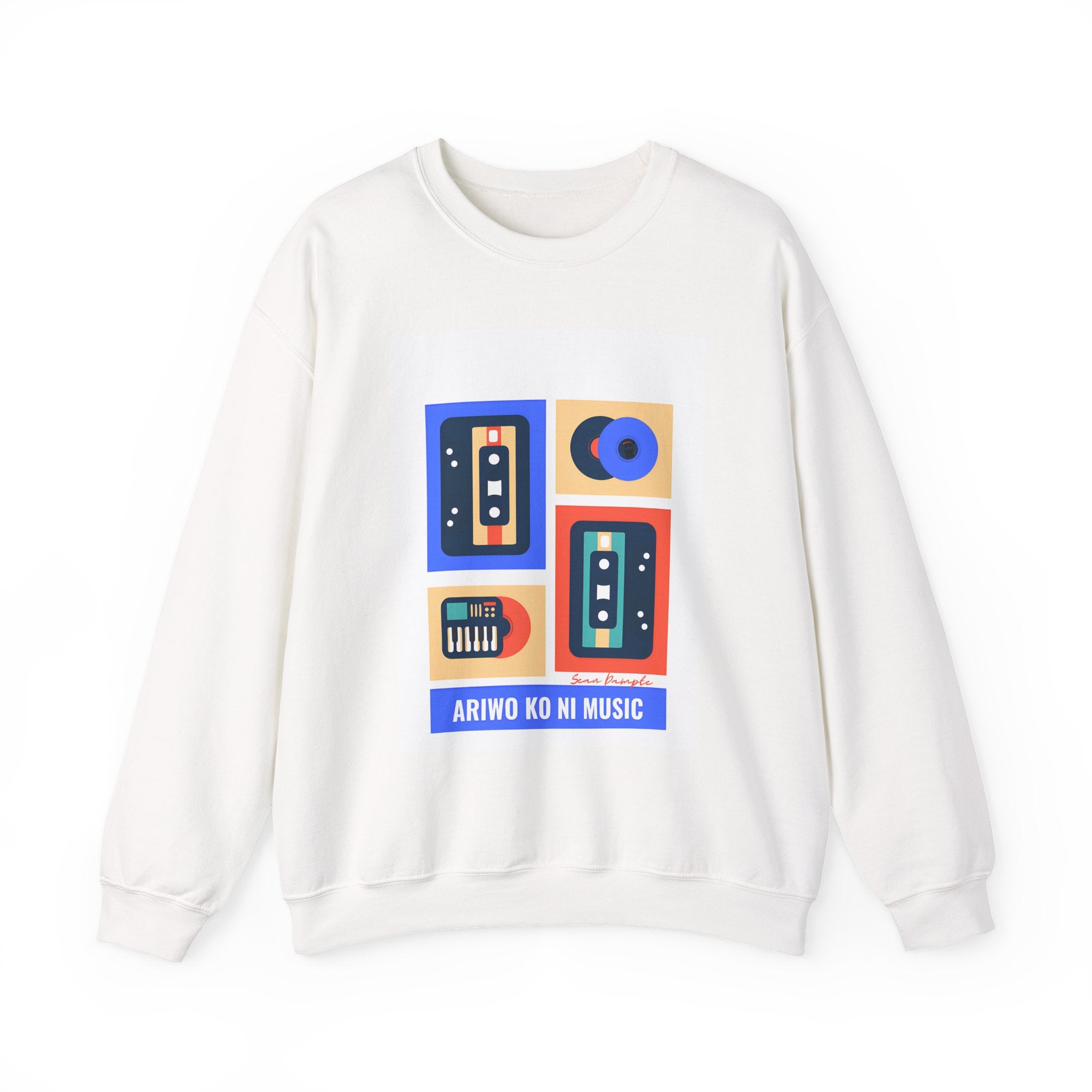 Retro Cassette Crewneck Sweatshirt — "Ariwo Ko Ni Music" Graphic