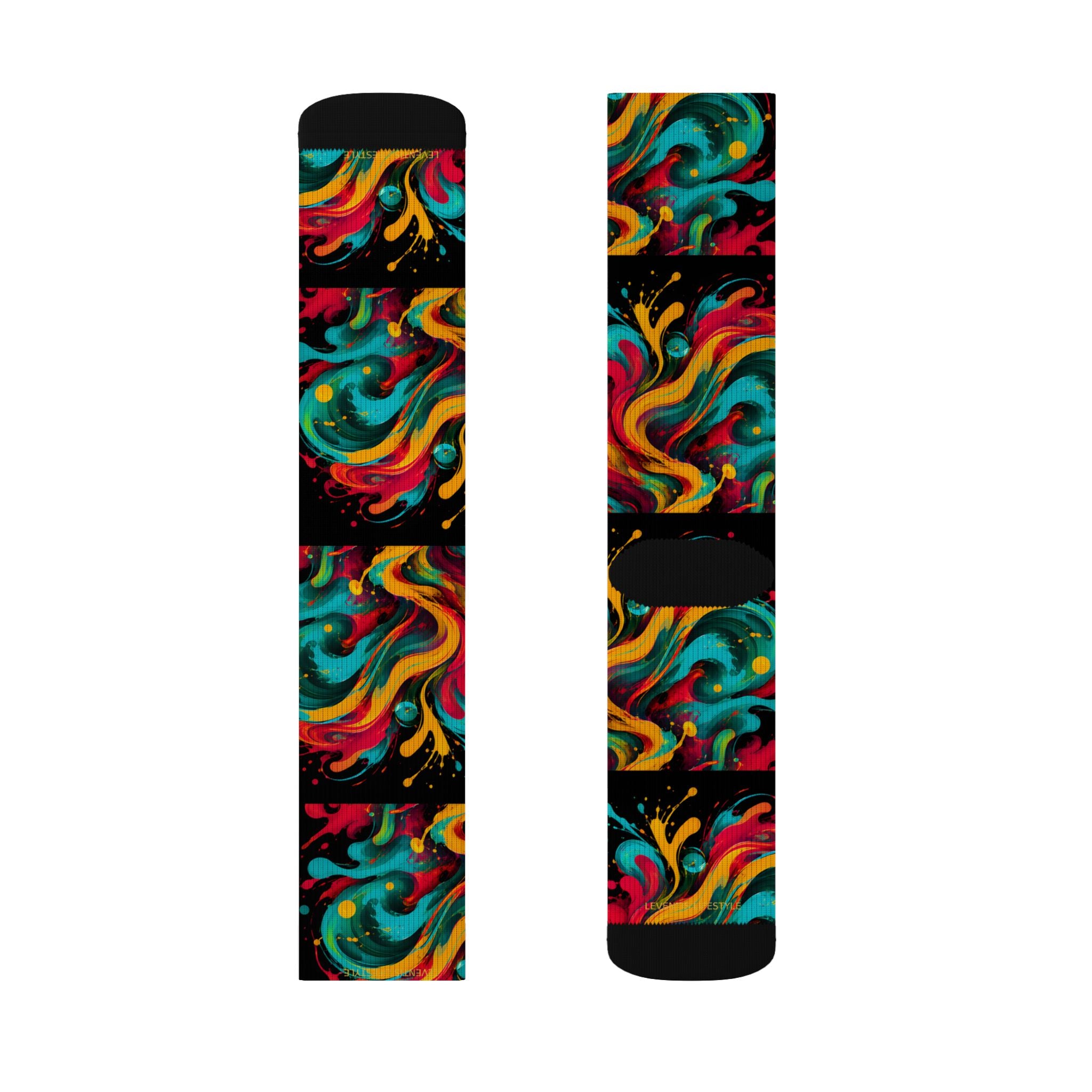 Abstract Color Swirl Sublimation Socks — Vibrant Psychedelic Crew Socks